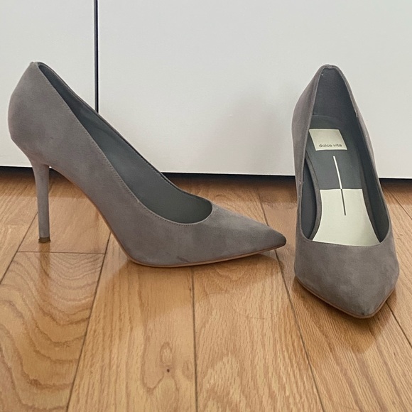 Dolce Vita Suede sz8.5 Gray Stilettos π - Picture 2 of 6